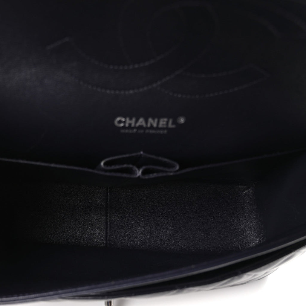 Lambskin Quilted Jumbo Double Flap Navy wholesalehk.shop