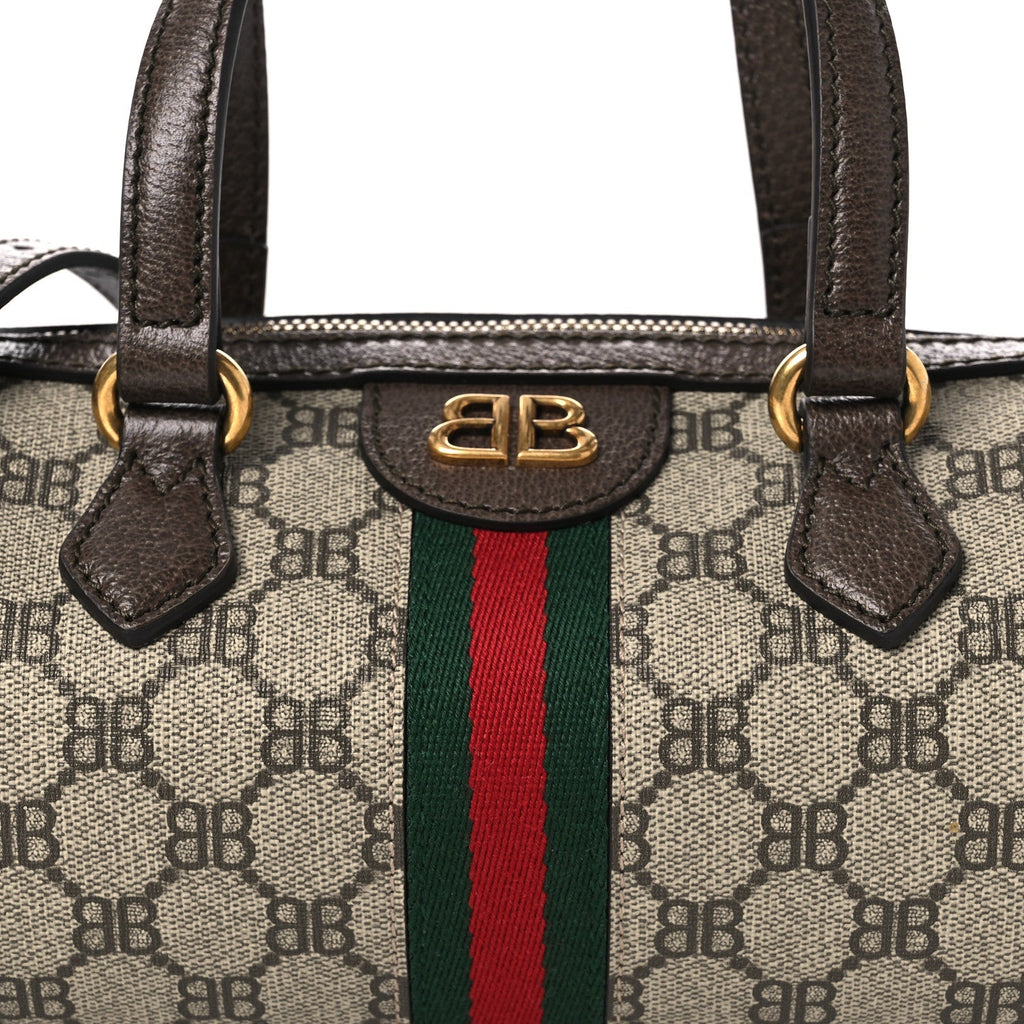X BALENCIAGA BB Supreme Monogram Web Small Ophidia Boston Bag Beige New Acero wholesalehk.shop