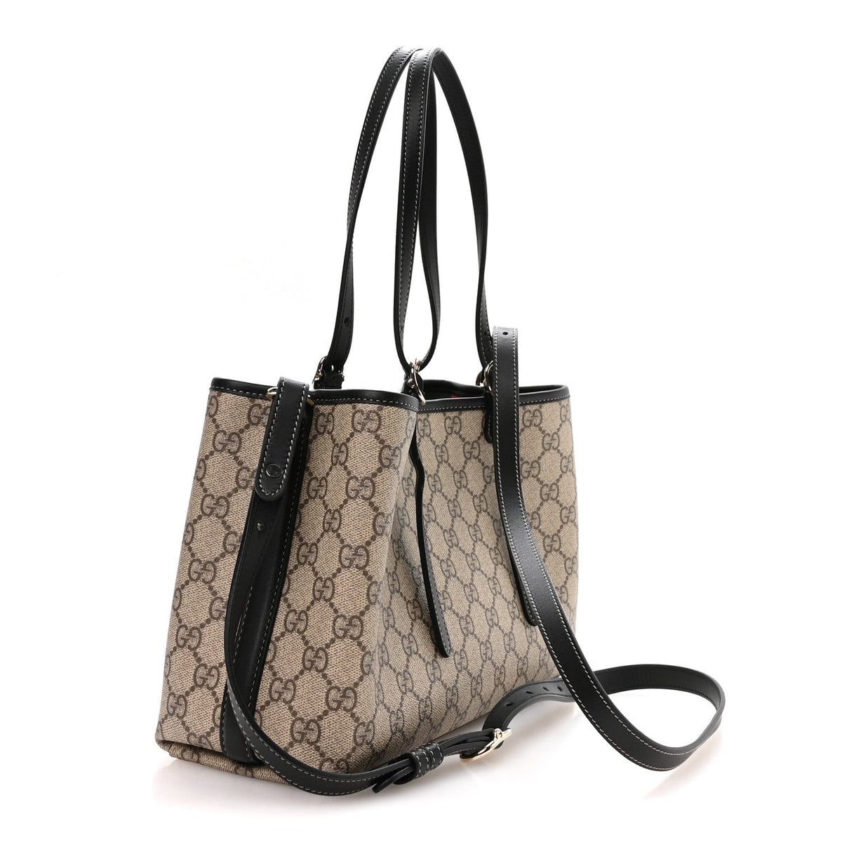 GG Supreme Monogram Emblem Medium Tote Bag Beige Black wholesalehk.shop