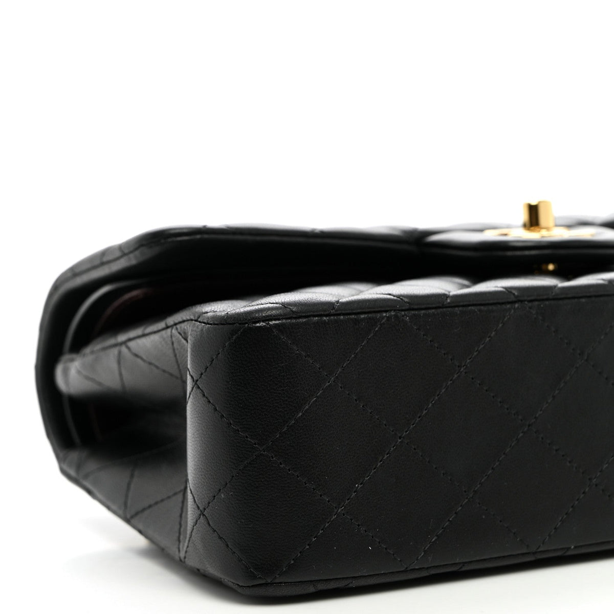 Lambskin Quilted Small Double Flap Black wholesalehk.shop