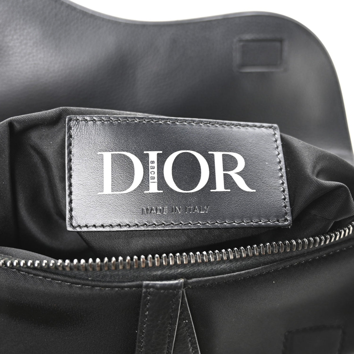 X Sacai Grained Calfskin Technical Fabric Mens Saddle Bag Black wholesalehk.shop
