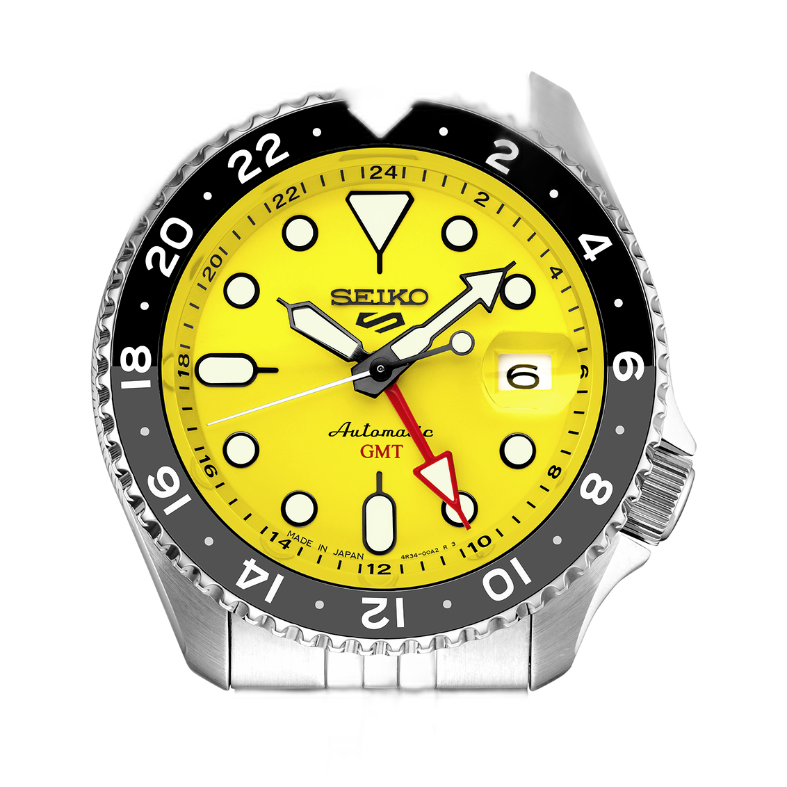 Seiko 5 Sport SKX GMT US Special Creation Automatic Yellow Dial Silver Steel Strap Watch for Men - SSK017K1 wholesalehk.shop