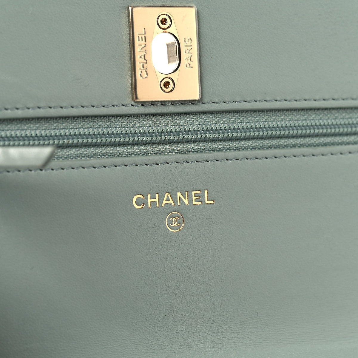 Lambskin Quilted Trendy CC Wallet On Chain WOC Light Blue wholesalehk.shop