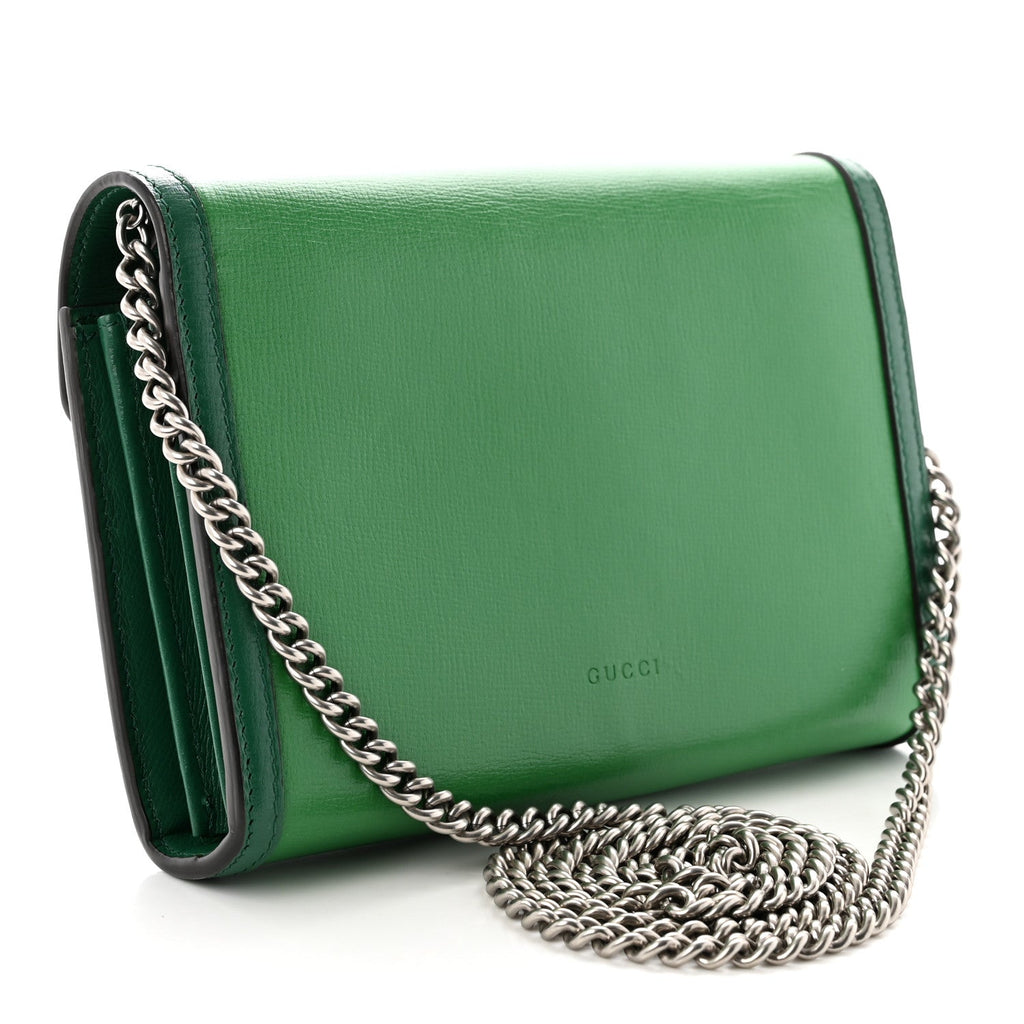 Azalea Calfskin Enamel Mini Dionysus Chain Wallet New Shamarock Emerald wholesalehk.shop