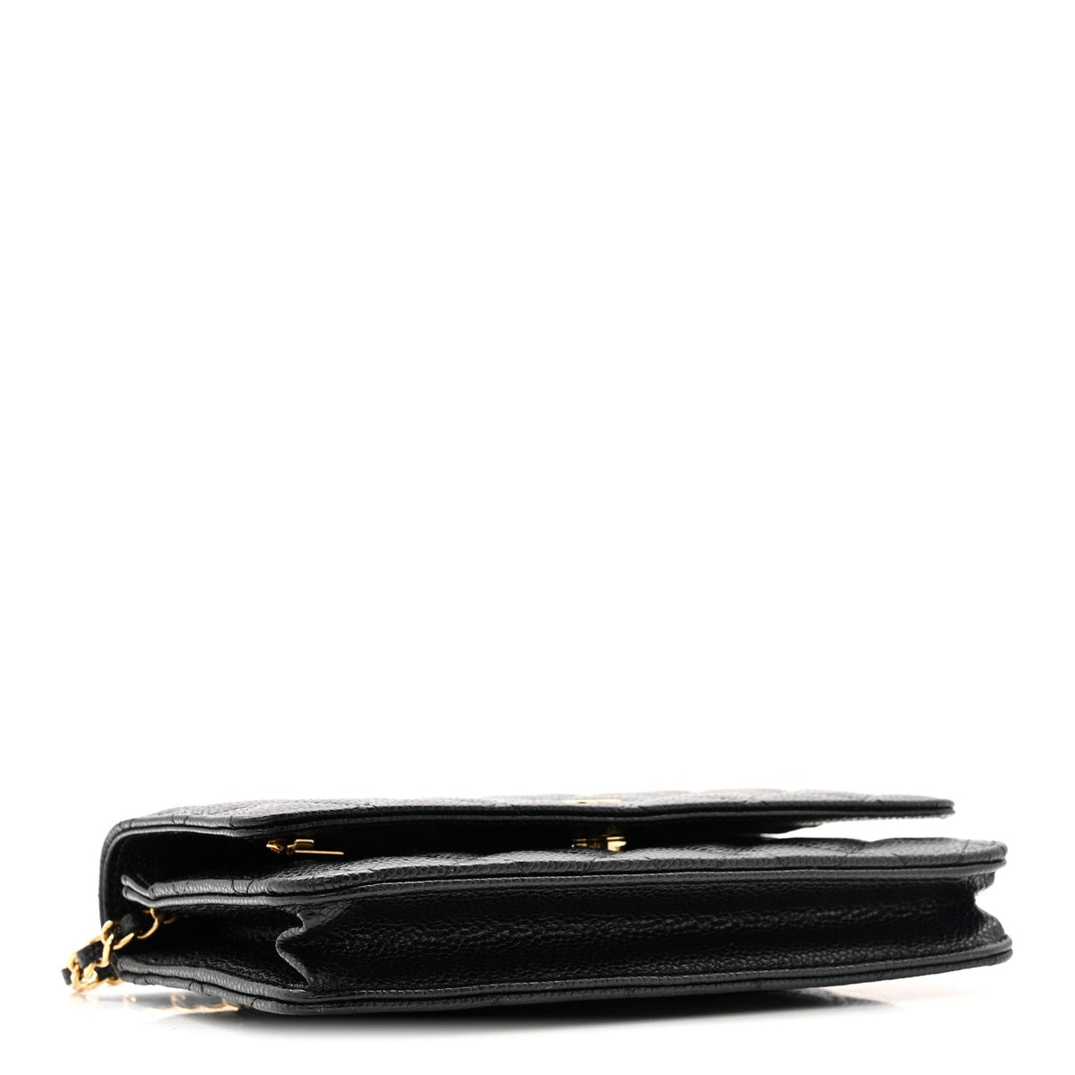 Caviar Quilted Wallet on Chain WOC Black wholesalehk.shop
