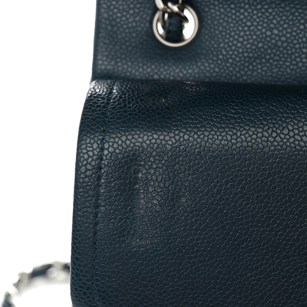 Metallic Caviar Quilted Jumbo Double Flap Dark Blue wholesalehk.shop
