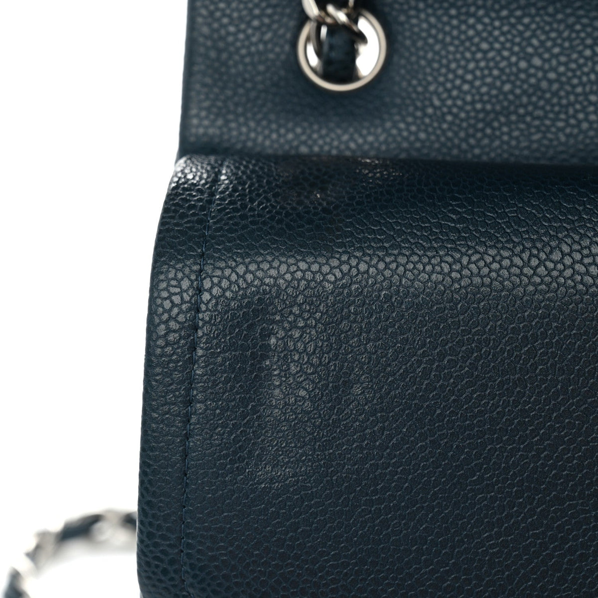 Metallic Caviar Quilted Jumbo Double Flap Dark Blue wholesalehk.shop