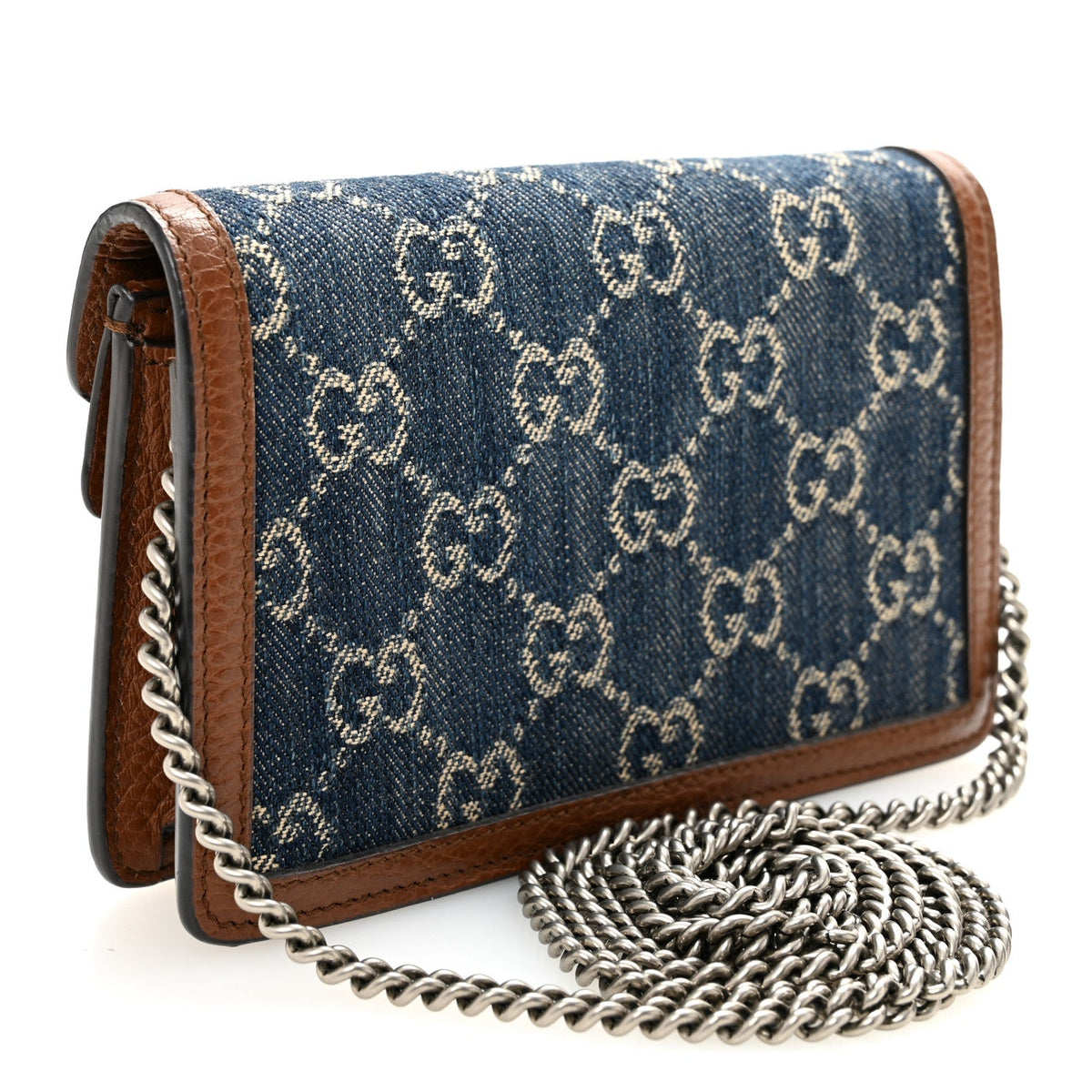 New Denim GG Monogram Dollar Calfskin Enamel Super Mini Dionysus Shoulder Bag Blue Tea Cuir Epilog Electric Blue wholesalehk.shop