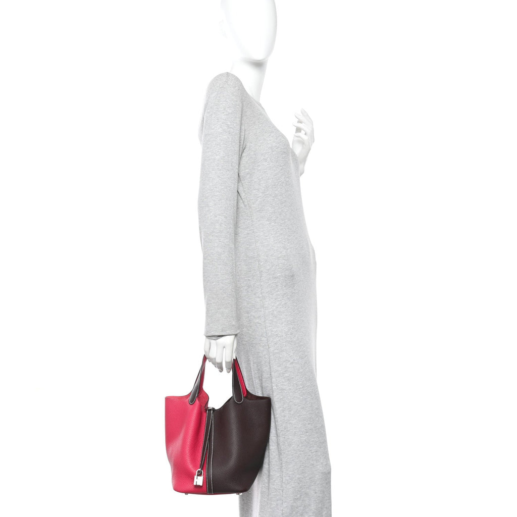Taurillon Clemence Casaque Picotin Lock 18 PM Rouge Sellier Framboise £¨ Direct shipment via from wholesalehk.shop