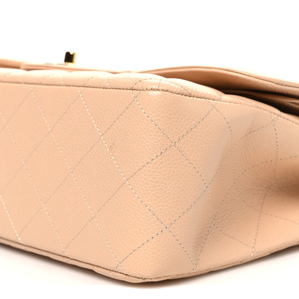 Caviar Quilted Jumbo Double Flap Beige wholesalehk.shop