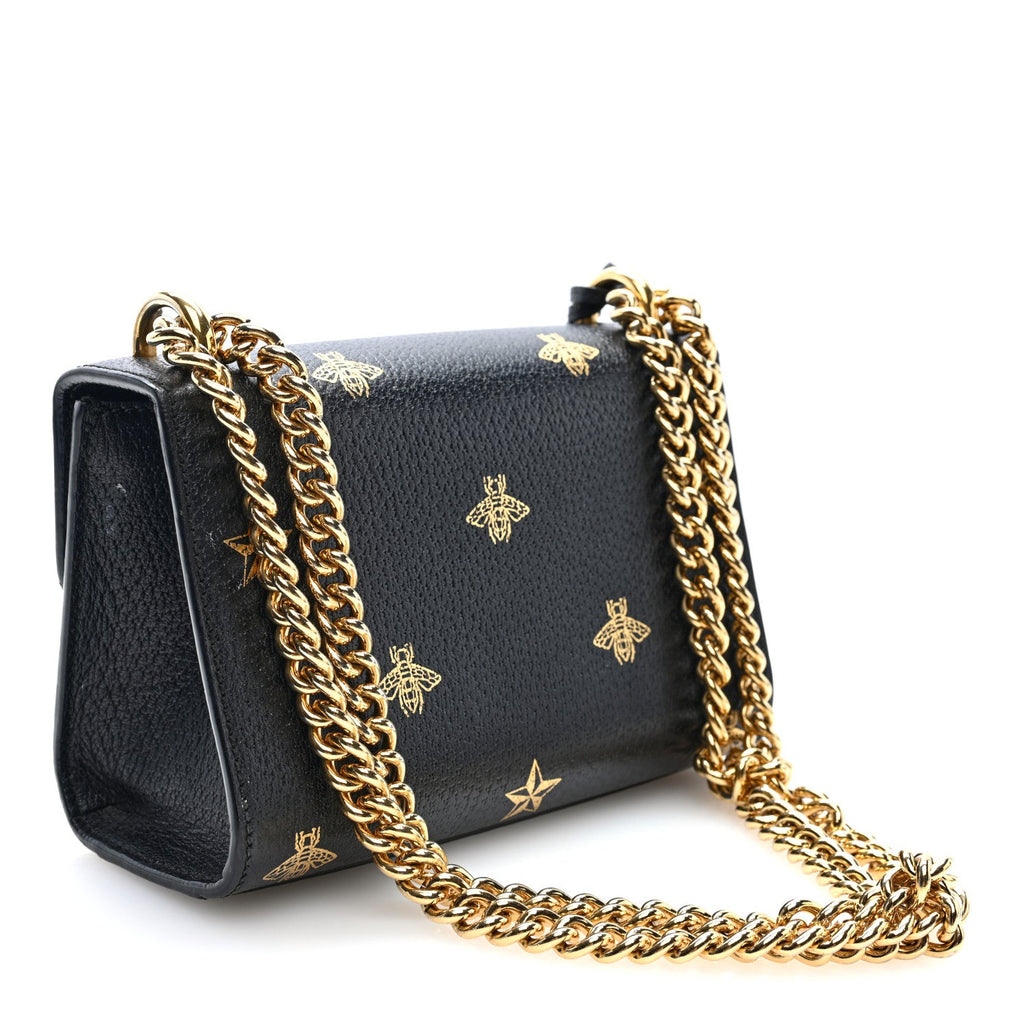 Grained Calfskin Bee Star Small Padlock Shoulder Bag Black £¨ Direct shipment via from wholesalehk.shop