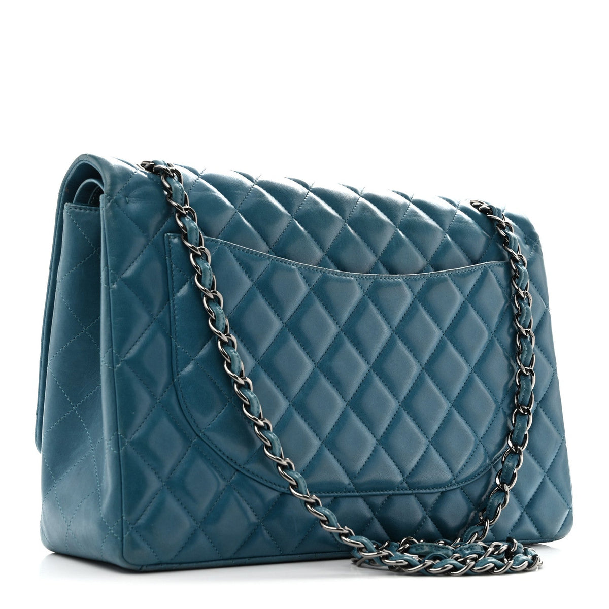 Lambskin Quilted Maxi Double Flap Turquoise wholesalehk.shop