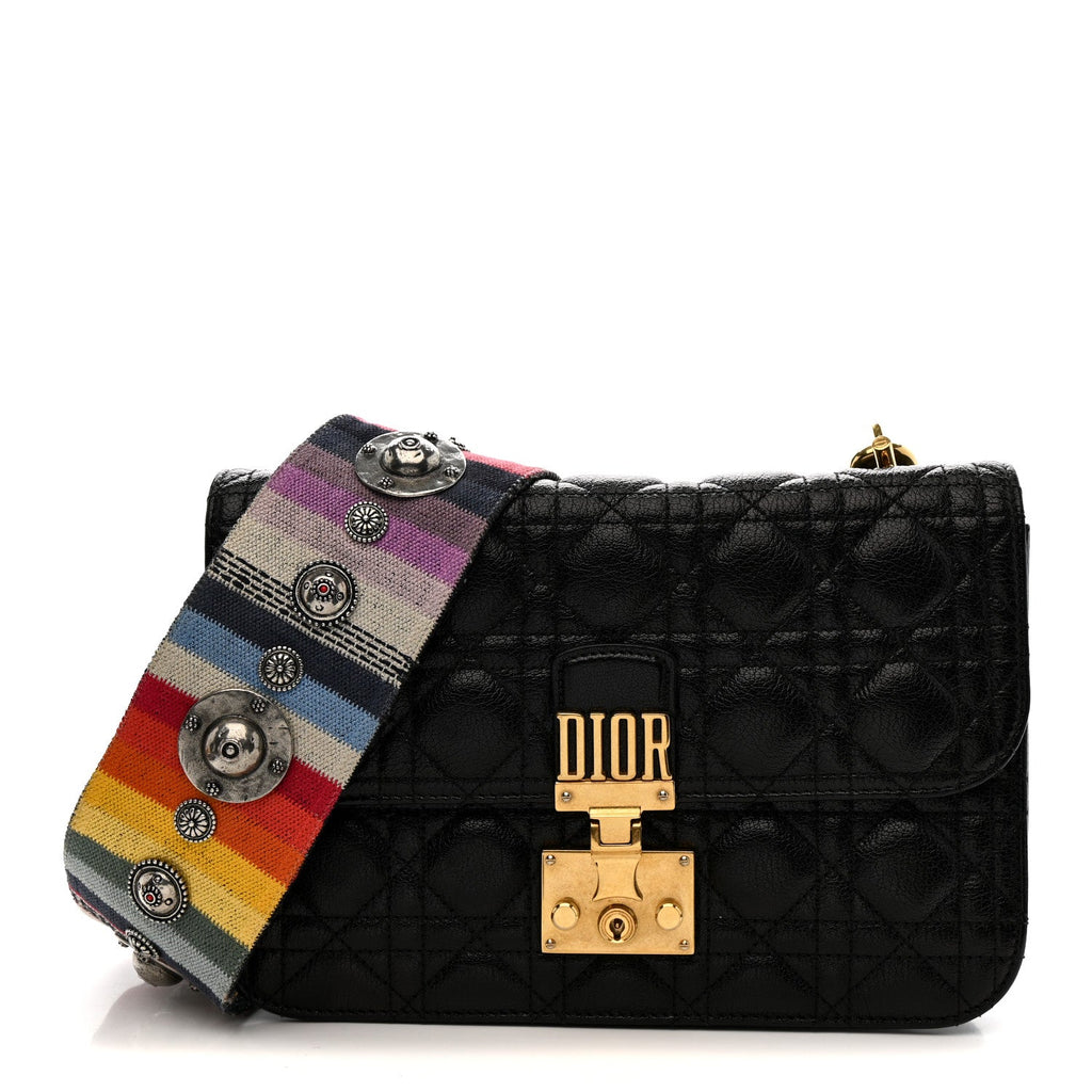 Lambskin Cannage Large Dioraddict Flap J’Adior Strap Black wholesalehk.shop
