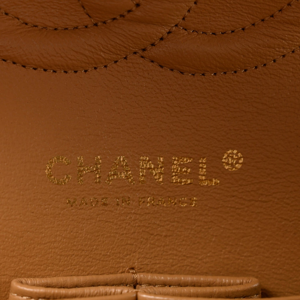 Lambskin Quilted Medium Double Flap Beige wholesalehk.shop