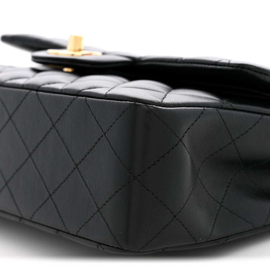 Lambskin Quilted Small Double Flap Black wholesalehk.shop