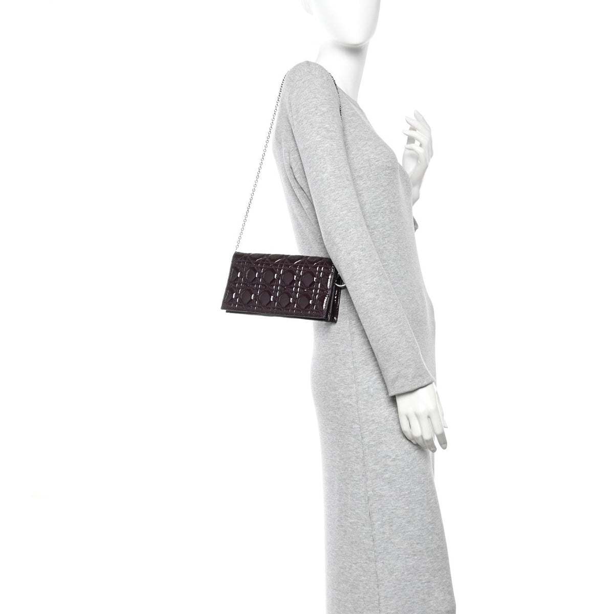 Patent Cannage Lady Dior Chain Wallet Purple wholesalehk.shop