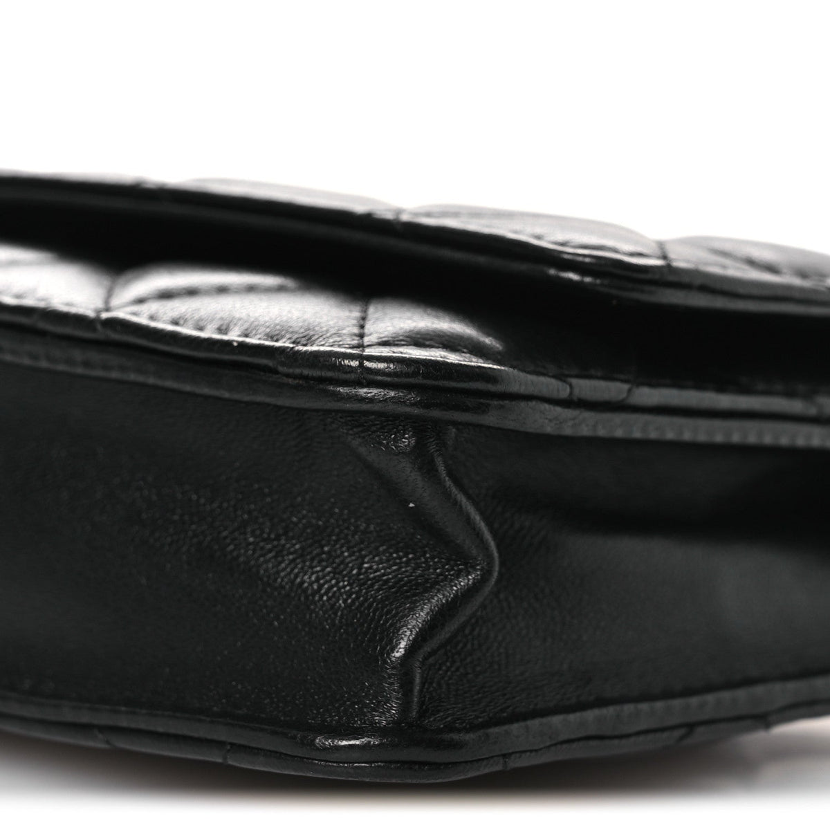 Lambskin Quilted Wallet On Chain WOC Black wholesalehk.shop