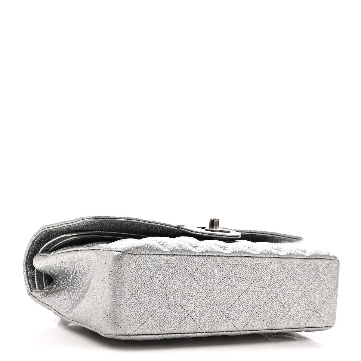 Metallic Caviar Quilted Medium Double Flap Silvery wholesalehk.shop