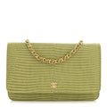 Calfskin Lizard Embossed Wallet On Chain WOC Green wholesalehk.shop