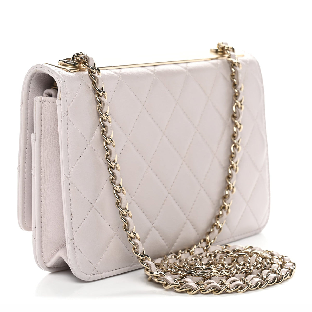 Lambskin Quilted Trendy CC Wallet On Chain WOC Lilac wholesalehk.shop
