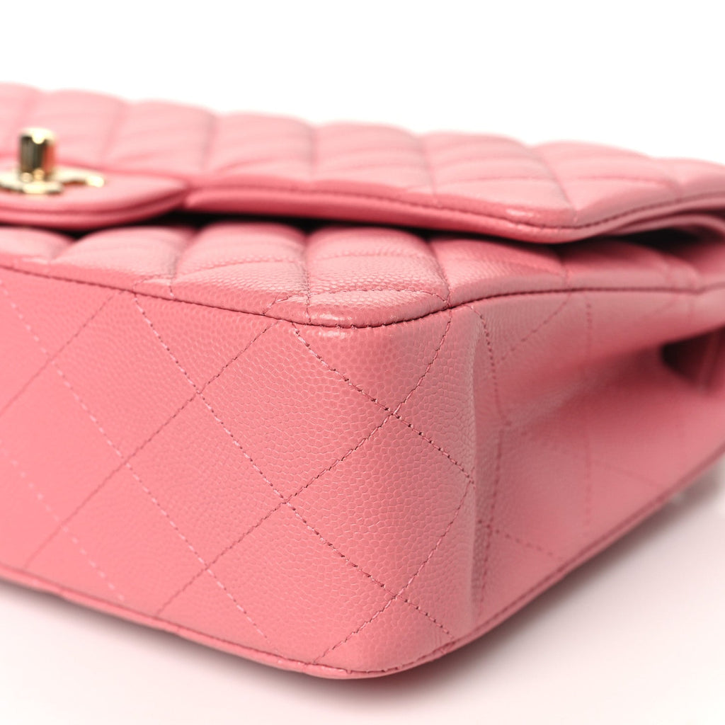 Caviar Quilted Medium Double Flap Pink wholesalehk.shop