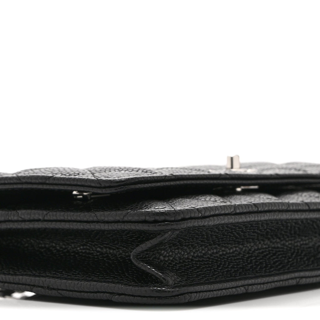 Caviar Quilted CC Turnlock Wallet On Chain WOC Black wholesalehk.shop