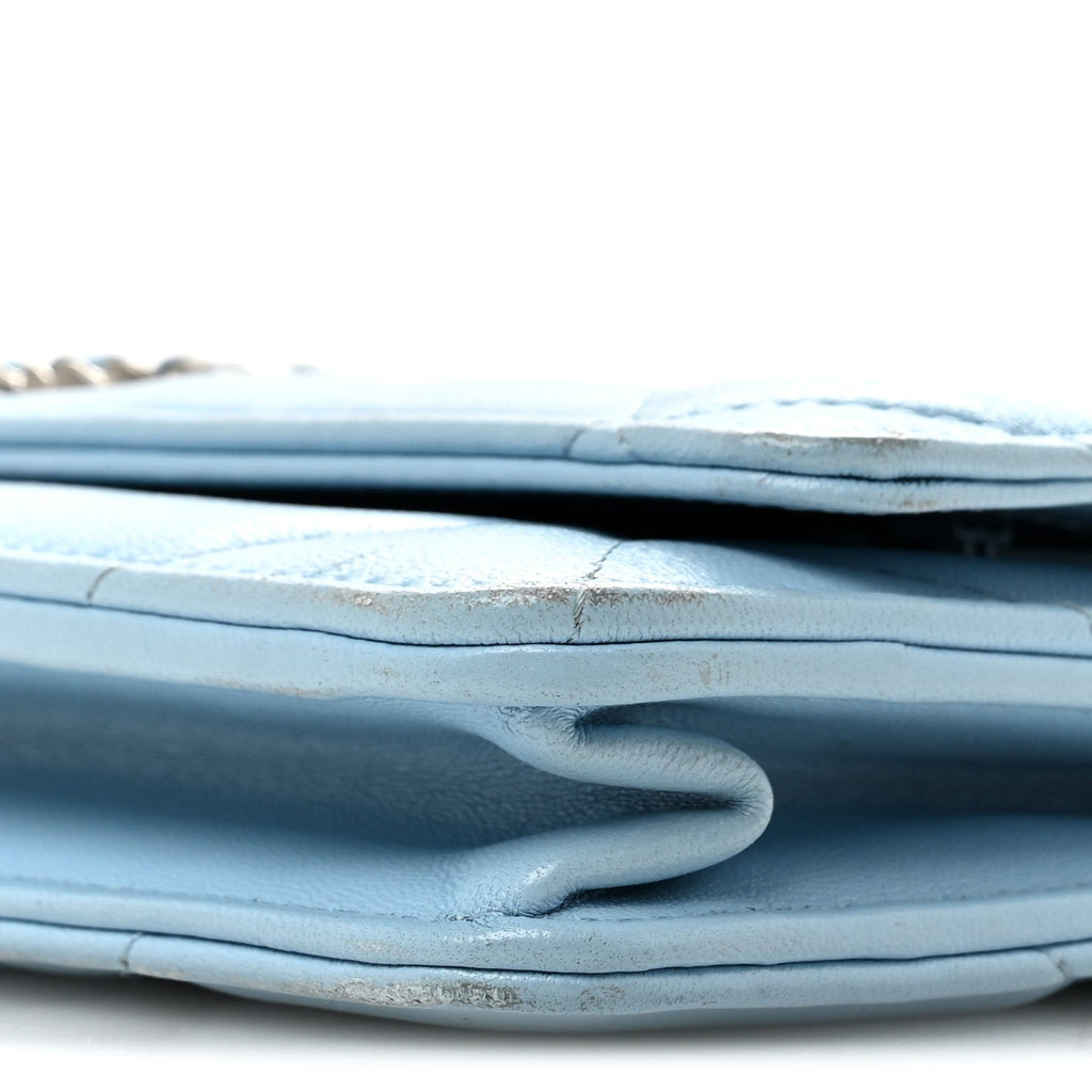 Lambskin Quilted Chanel 19 Wallet On Chain WOC Light Blue wholesalehk.shop