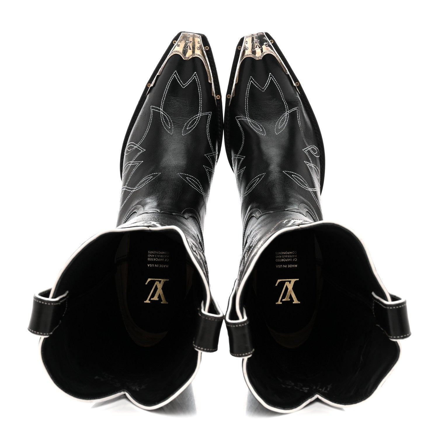 Calfskin LV Texan Mens Rider Boots 10.5 Black Silver £¨ Direct shipment via from wholesalehk.shop