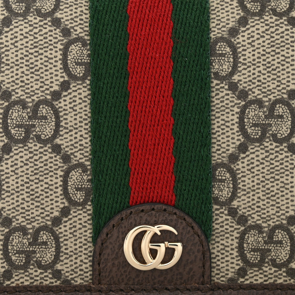 GG Supreme Monogram Web Ophidia Small Wallet Beige Dark Brown wholesalehk.shop