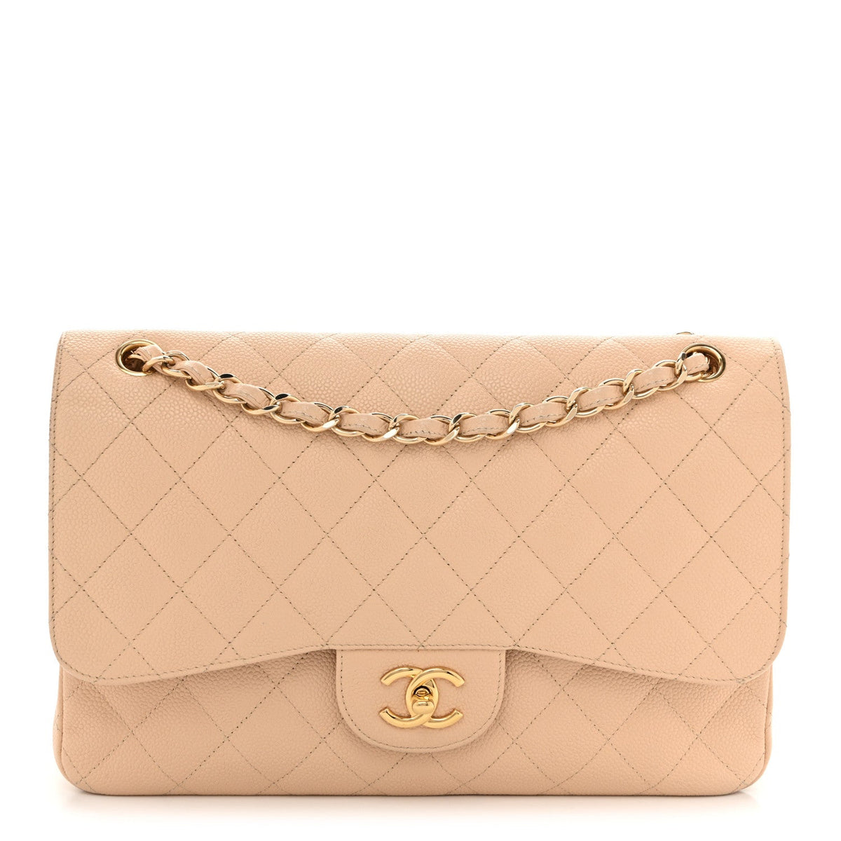Caviar Quilted Jumbo Double Flap Beige Clair wholesalehk.shop
