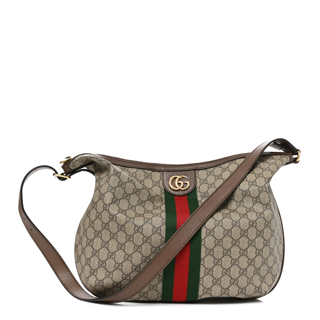 GG Supreme Monogram Web Ophidia Half Moon Hobo Brown wholesalehk.shop