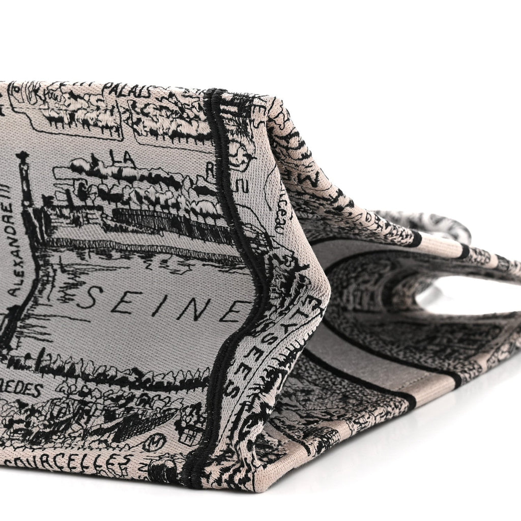 Canvas Embroidered Medium Plan De Paris Book Tote Grey Black £¨ Direct shipment via from wholesalehk.shop