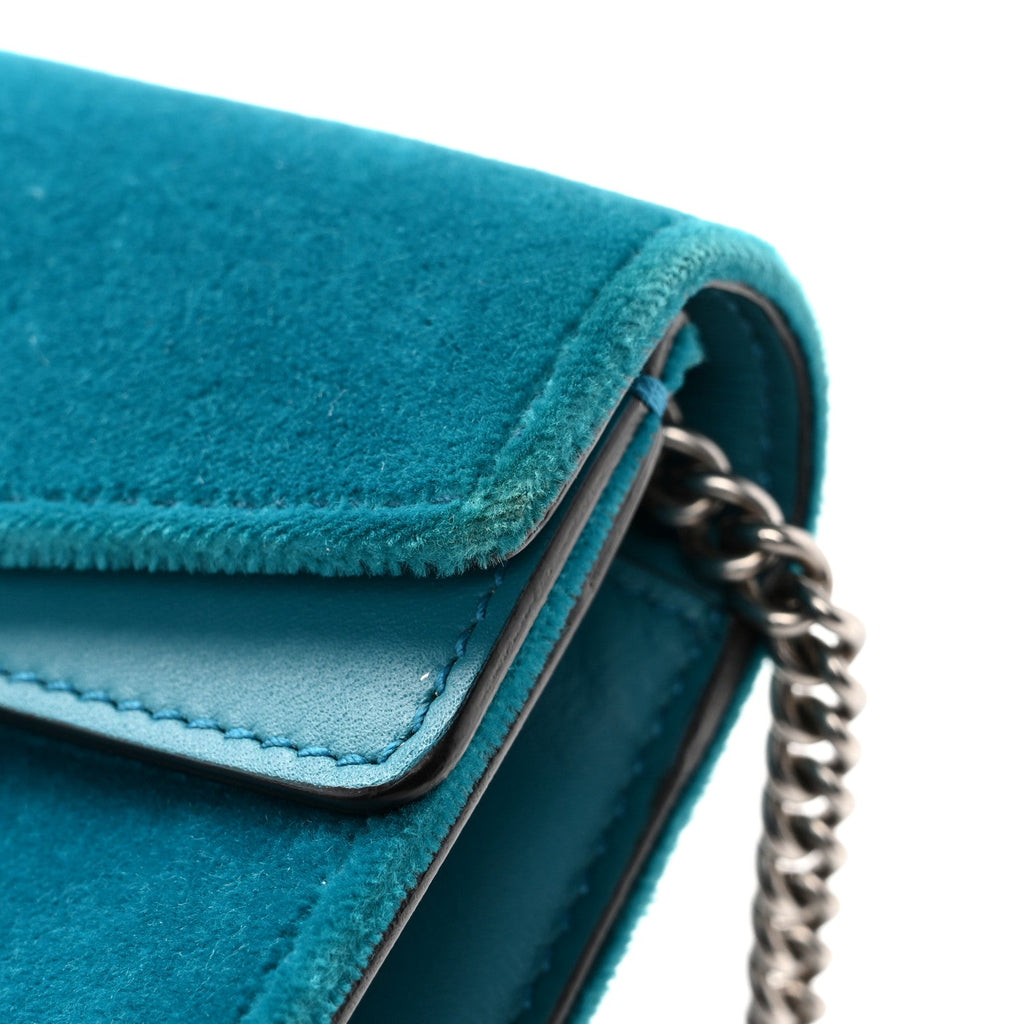 Velvet Super Mini Dionysus Shoulder Bag Pavone Cyan wholesalehk.shop