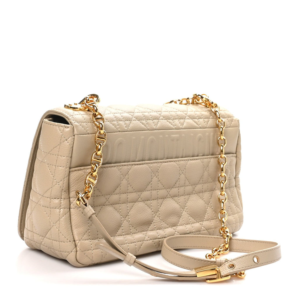 Supple Calfskin Cannage Medium Caro Bag Beige wholesalehk.shop