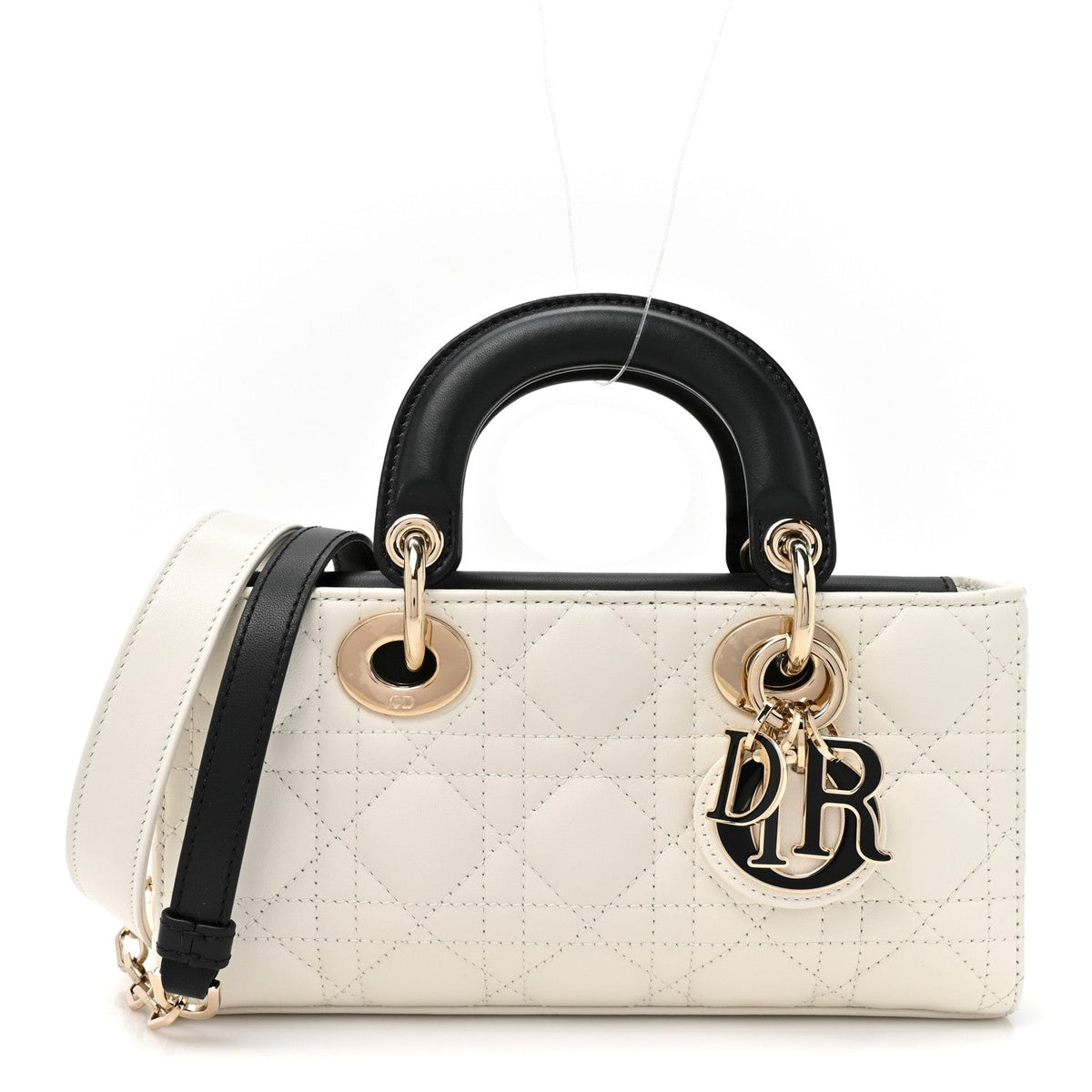 Lambskin Cannage Small Lady D-Joy Latte Black wholesalehk.shop