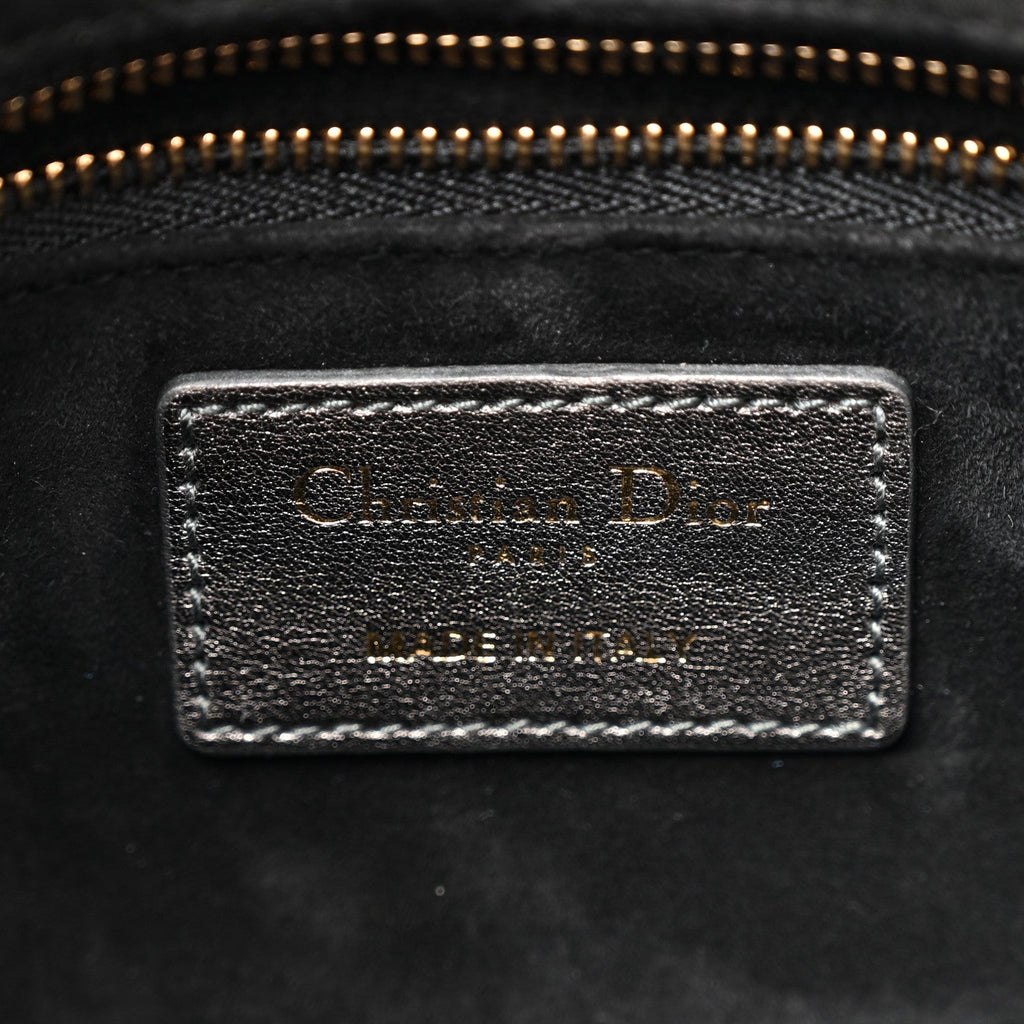 Metallic Lambskin Cannage Small My ABCDior Lady Dior Dark Silver wholesalehk.shop