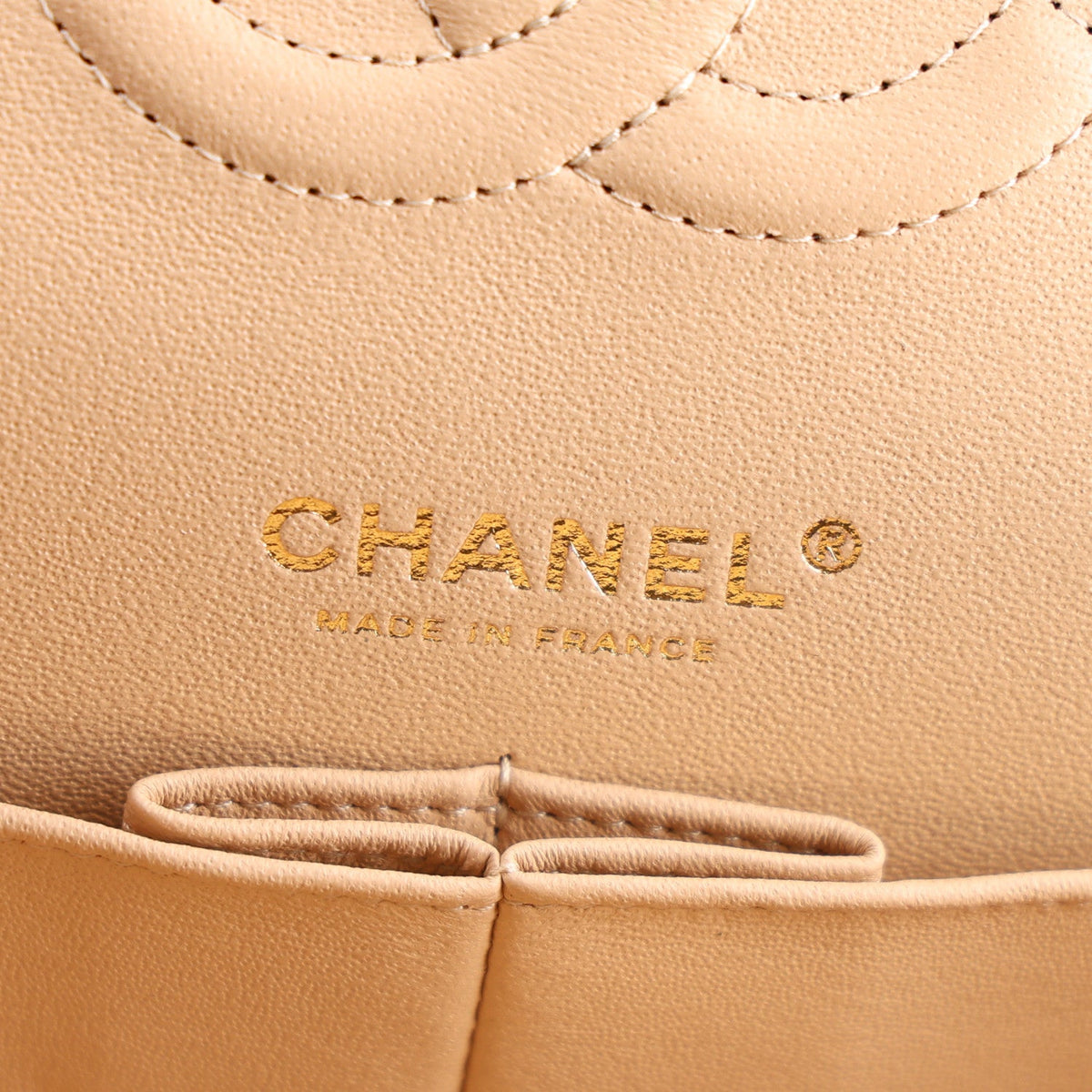 Lambskin Quilted Medium Double Flap Beige wholesalehk.shop