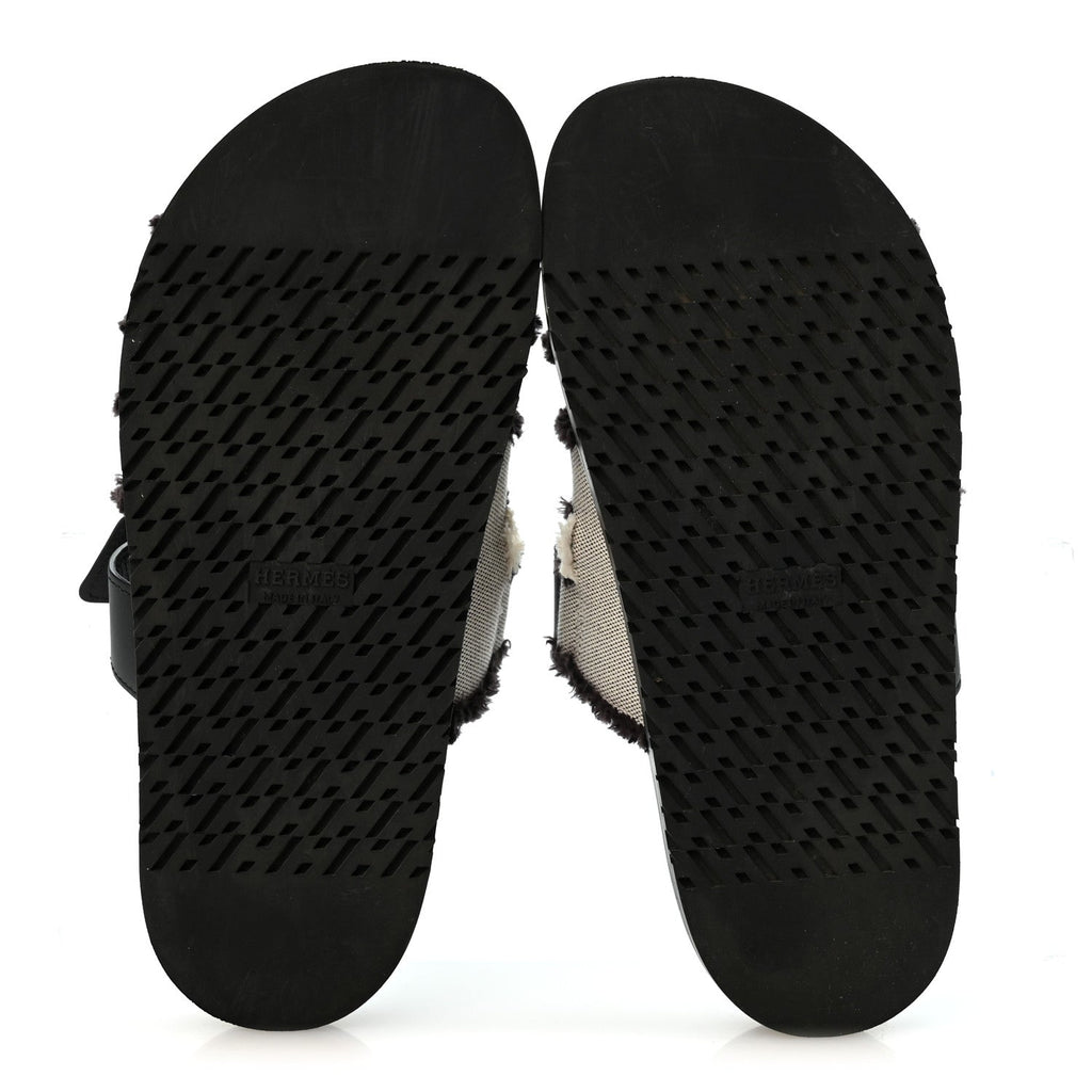 Techno Fringed H Canvas Caflskin Womens Chypre Sandals 38 Prunoir Black wholesalehk.shop
