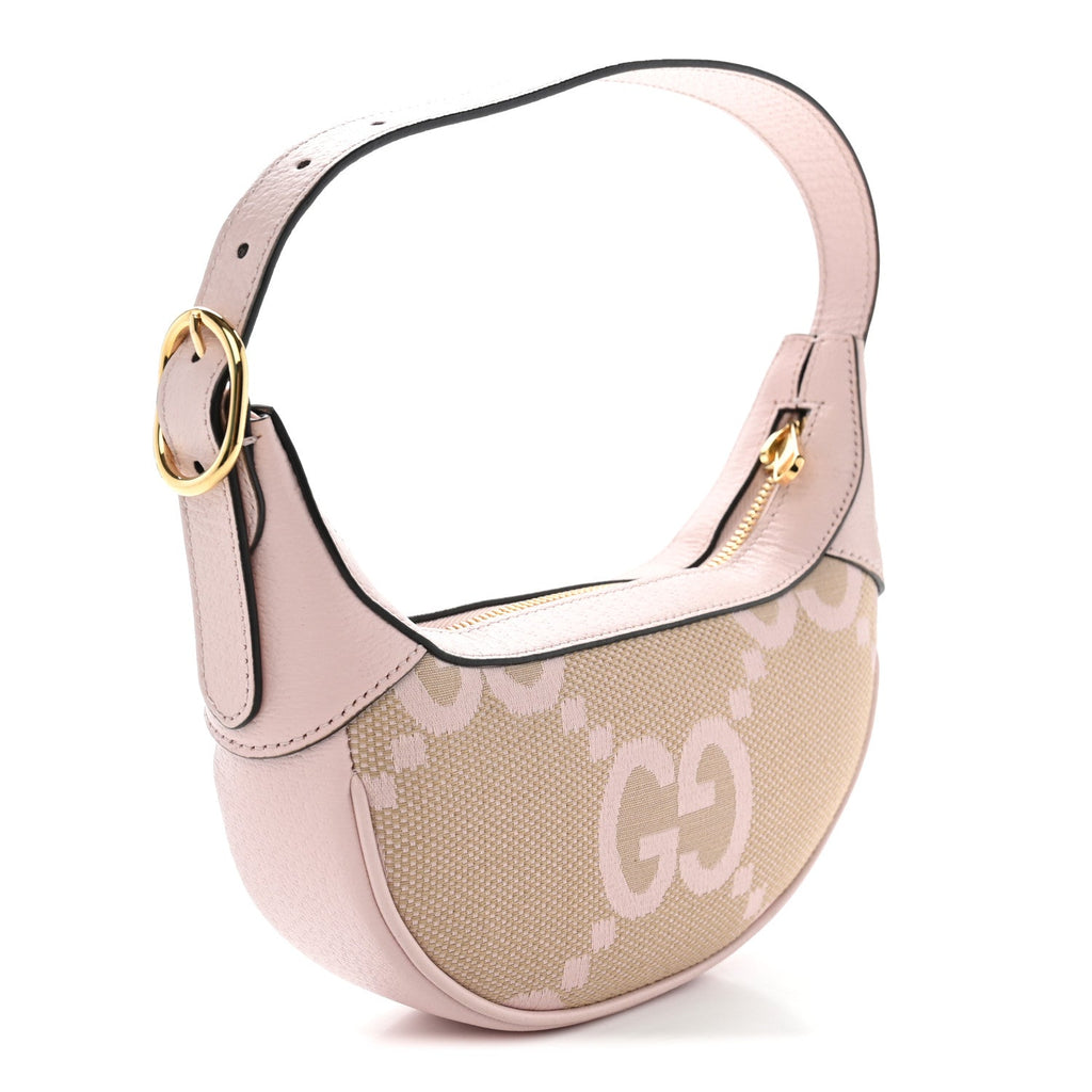 Monogram Jumbo GG Textured Dollar Calfskin Mini Ophidia Half Moon Hobo Beige Perfect Pink wholesalehk.shop