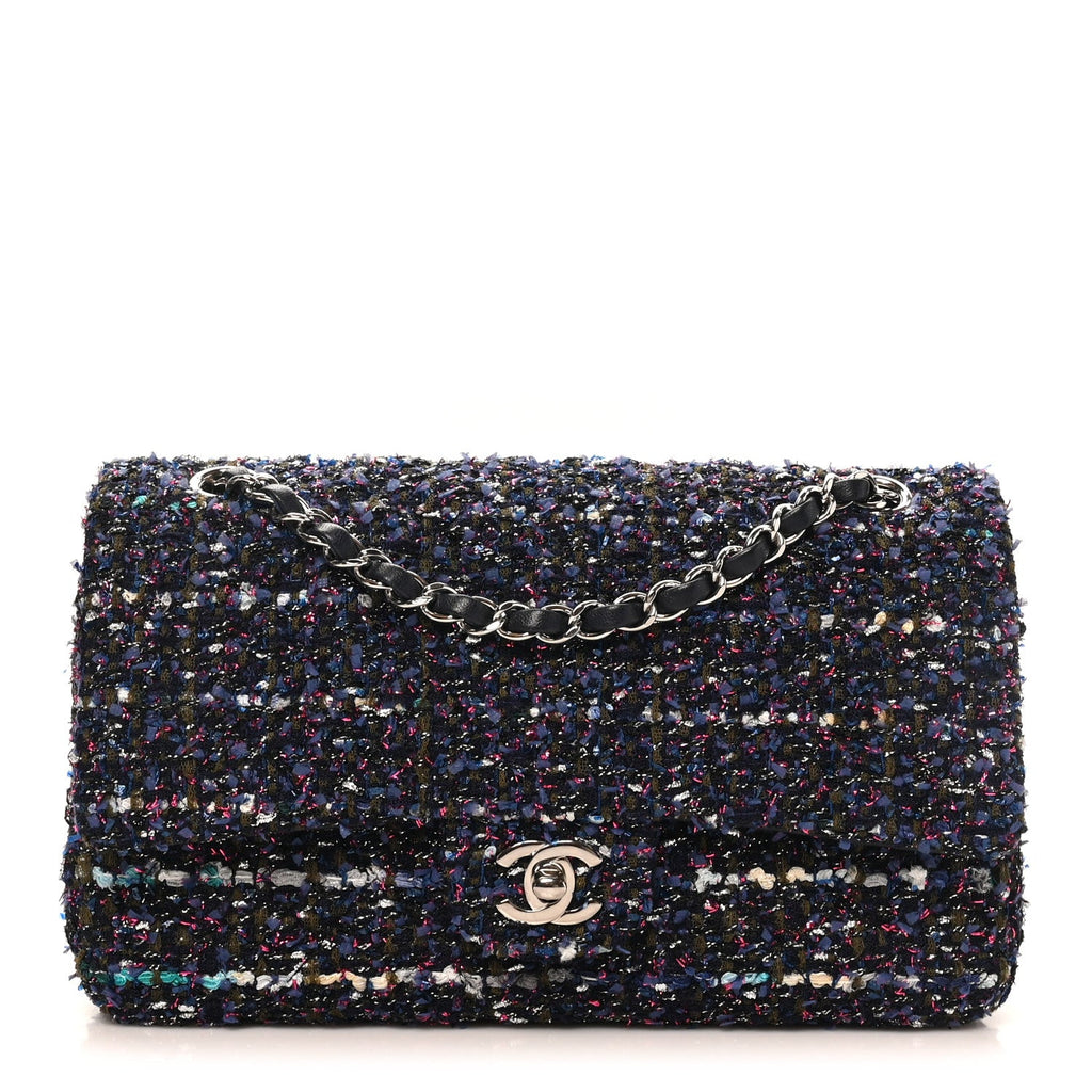 Tweed Quilted Medium Double Flap Blue Purple Khaki Pink wholesalehk.shop