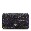 Tweed Quilted Medium Double Flap Blue Purple Khaki Pink wholesalehk.shop