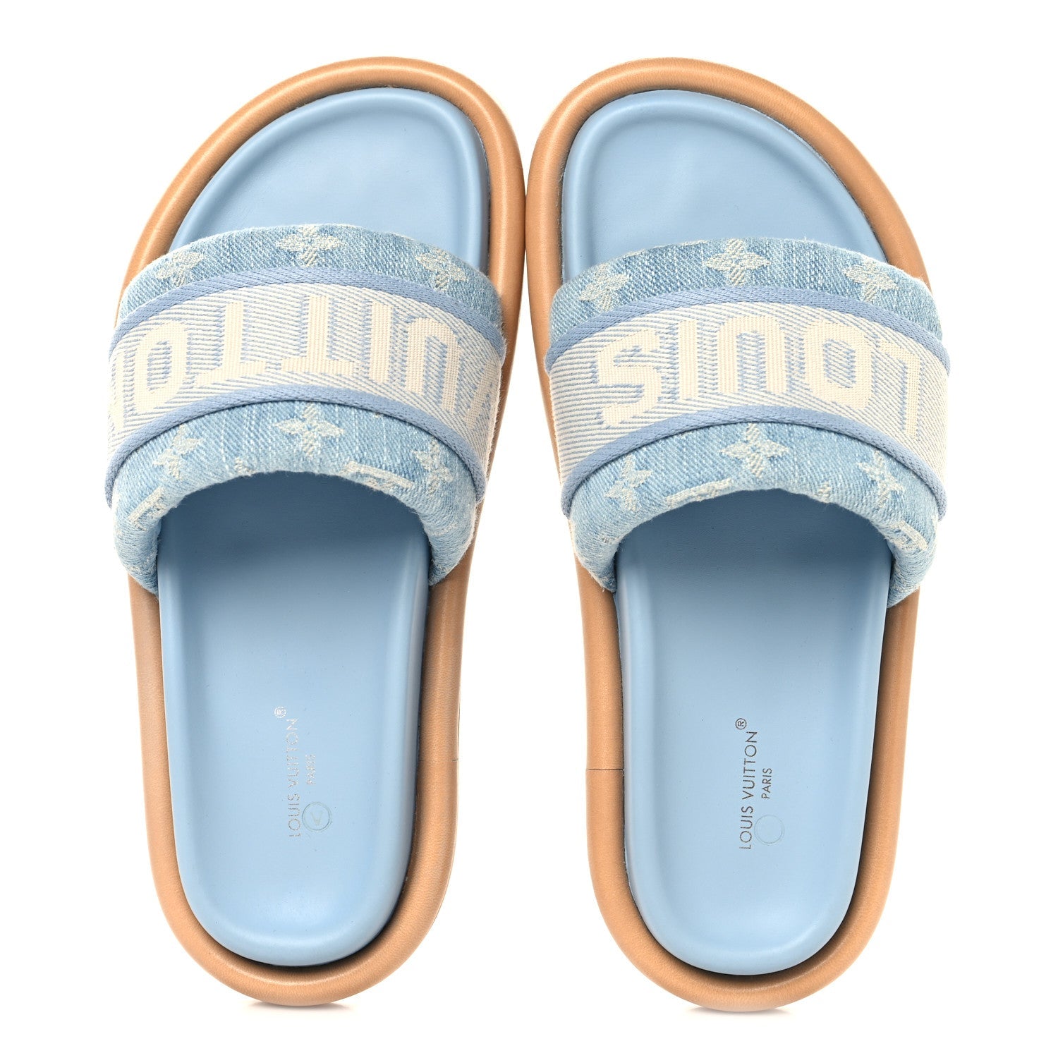 Monogram Denim LV Bliss Womens Comfort Mules 36 Turquoise £¨ Direct shipment via from wholesalehk.shop