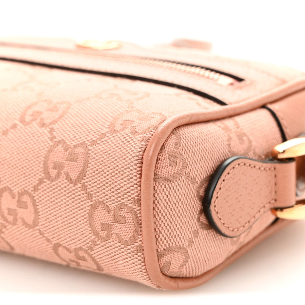 Monogram Textured Dollar Calfskin Mini Ophidia Shoulder Bag Cloche Rose Pink wholesalehk.shop
