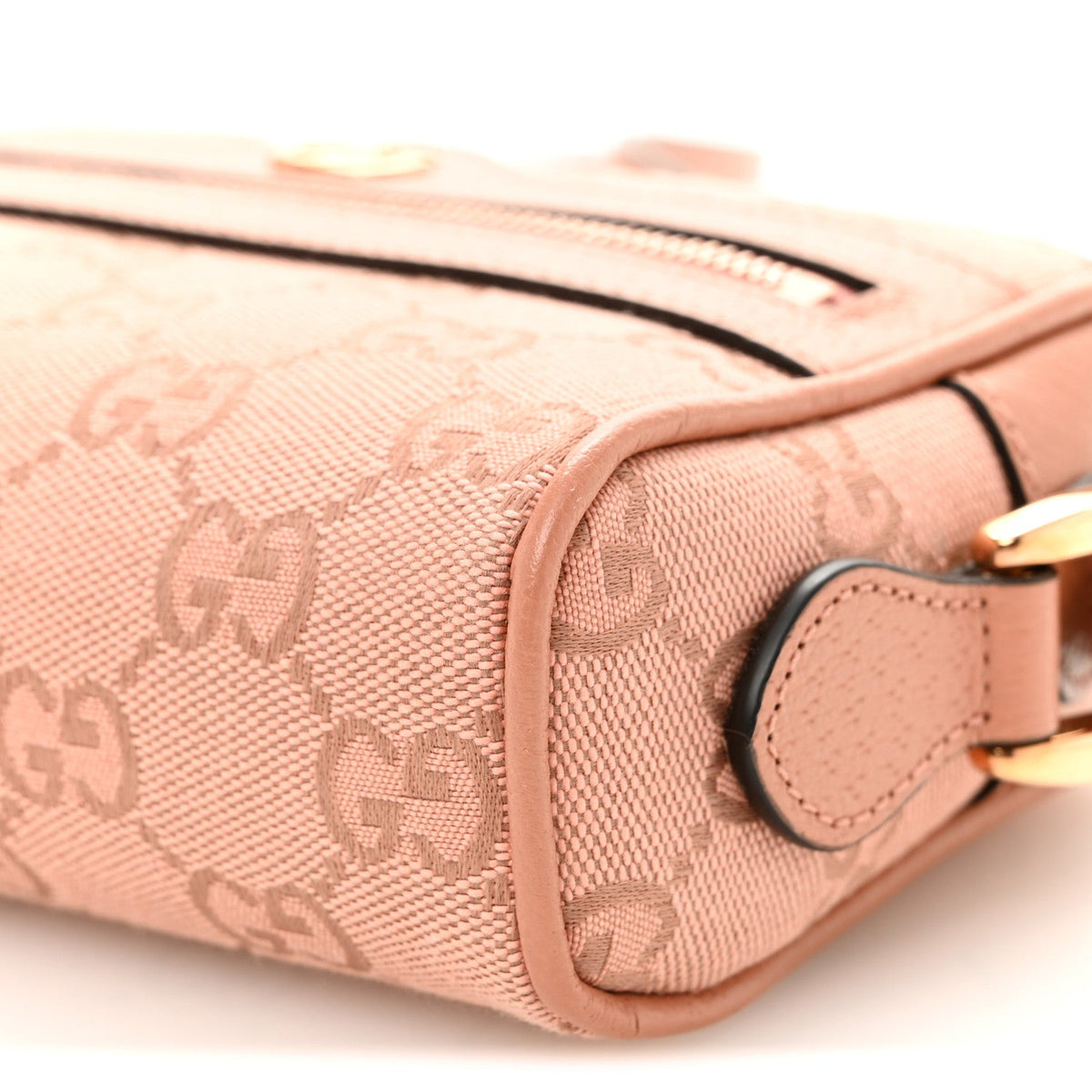 Monogram Textured Dollar Calfskin Mini Ophidia Shoulder Bag Cloche Rose Pink wholesalehk.shop