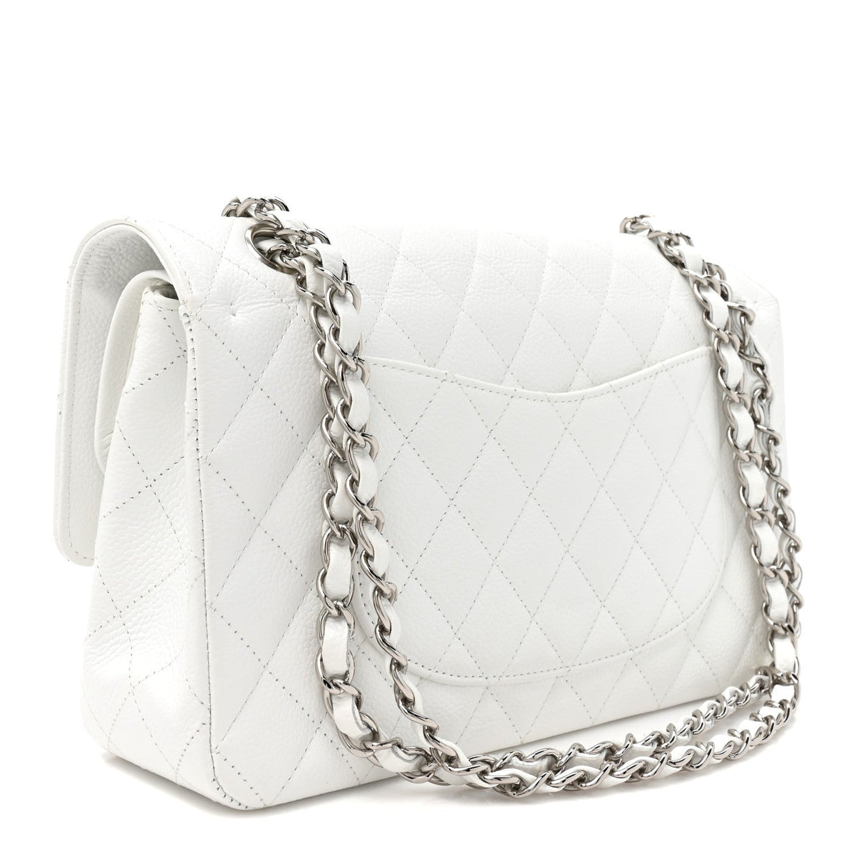 Caviar Quilted Medium Double Flap White wholesalehk.shop