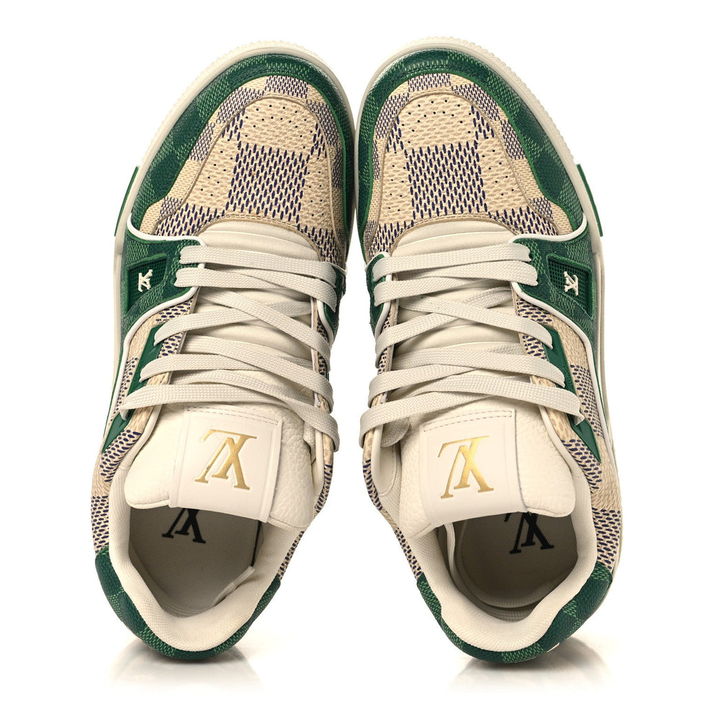 Damier Grained Calfskin Monogram Mens LV Trainer Sneakers 4 Green £¨ Direct shipment via from wholesalehk.shop