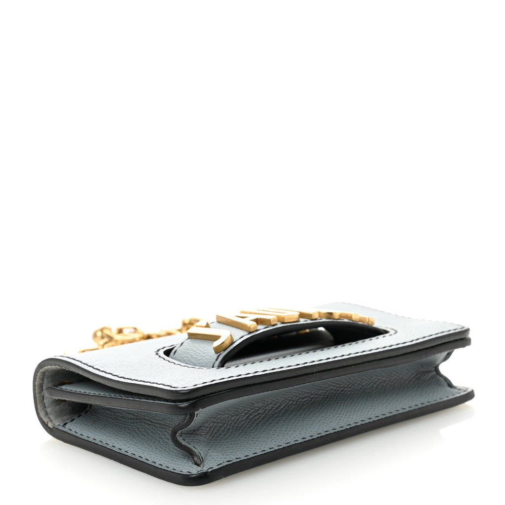 Grained Calfskin Mini J'Adior Chain Flap Bag Sky Blue wholesalehk.shop