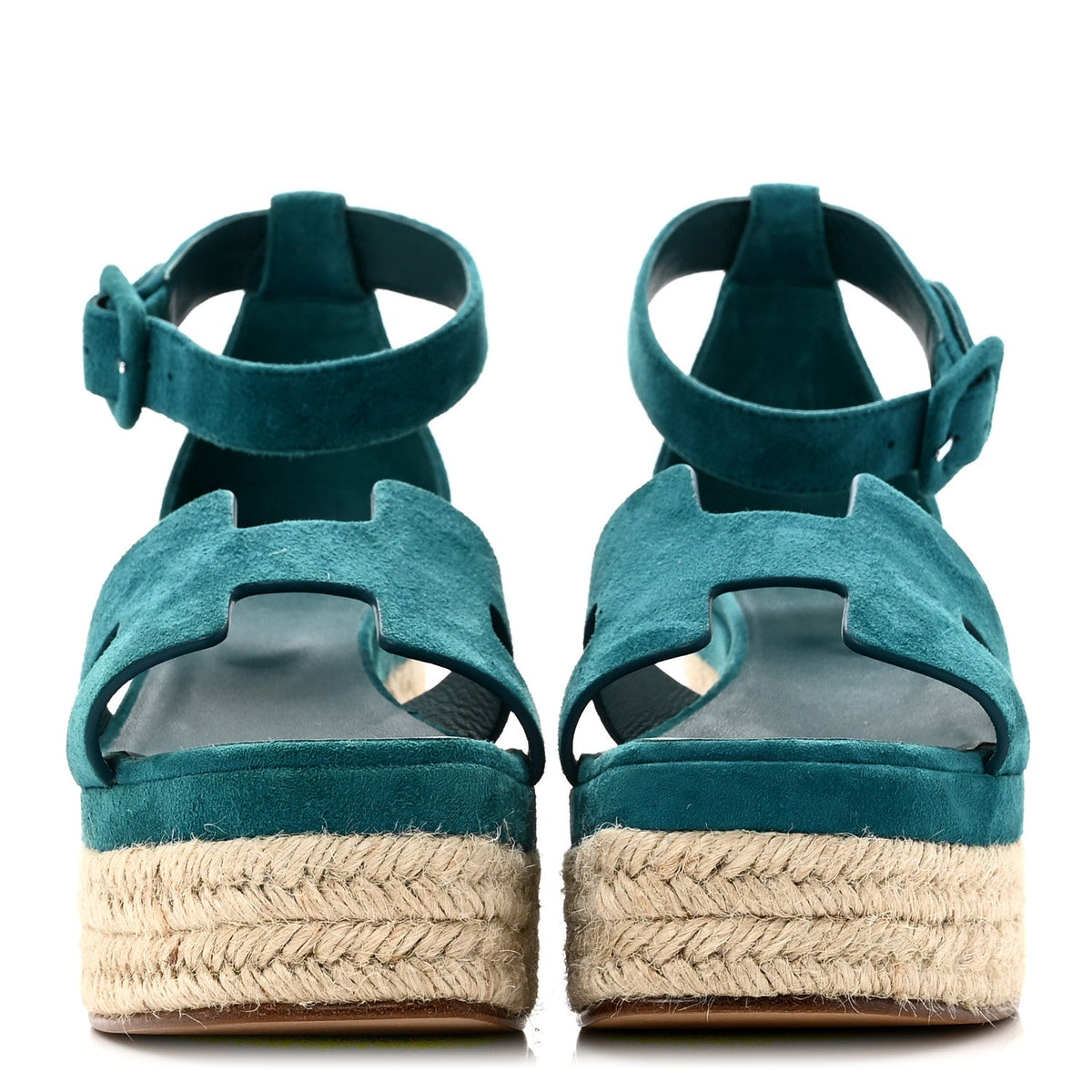 Suede Goatskin Elda Espadrille Wedge Sandals 38 Vert Oxford wholesalehk.shop