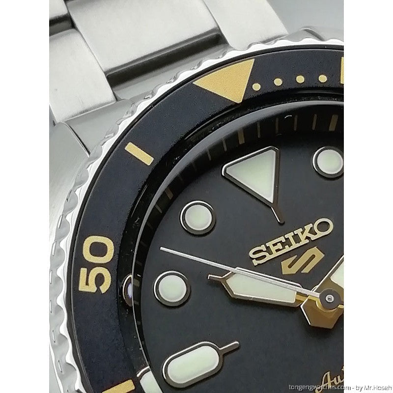 Seiko 5 Sports Automatic Black Dial Silver Steel Strap Watch For Men - SRPD57K1 wholesalehk.shop