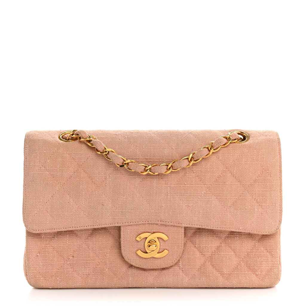 Canvas Quilted Small Double Flap Light Pink wholesalehk.shop